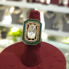 Dipti Mossonite polki ring