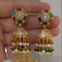 Miku moissanite polki jhumka