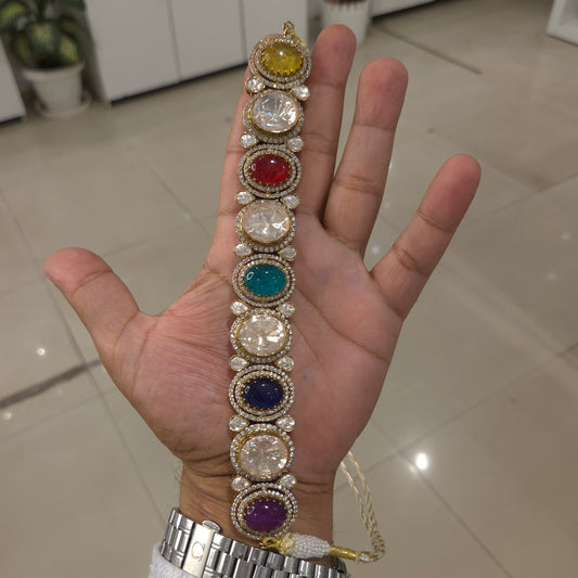 Ahayana navrattan moissanite polki choker