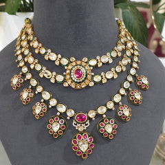Rashi Silver Foil Polki necklace set