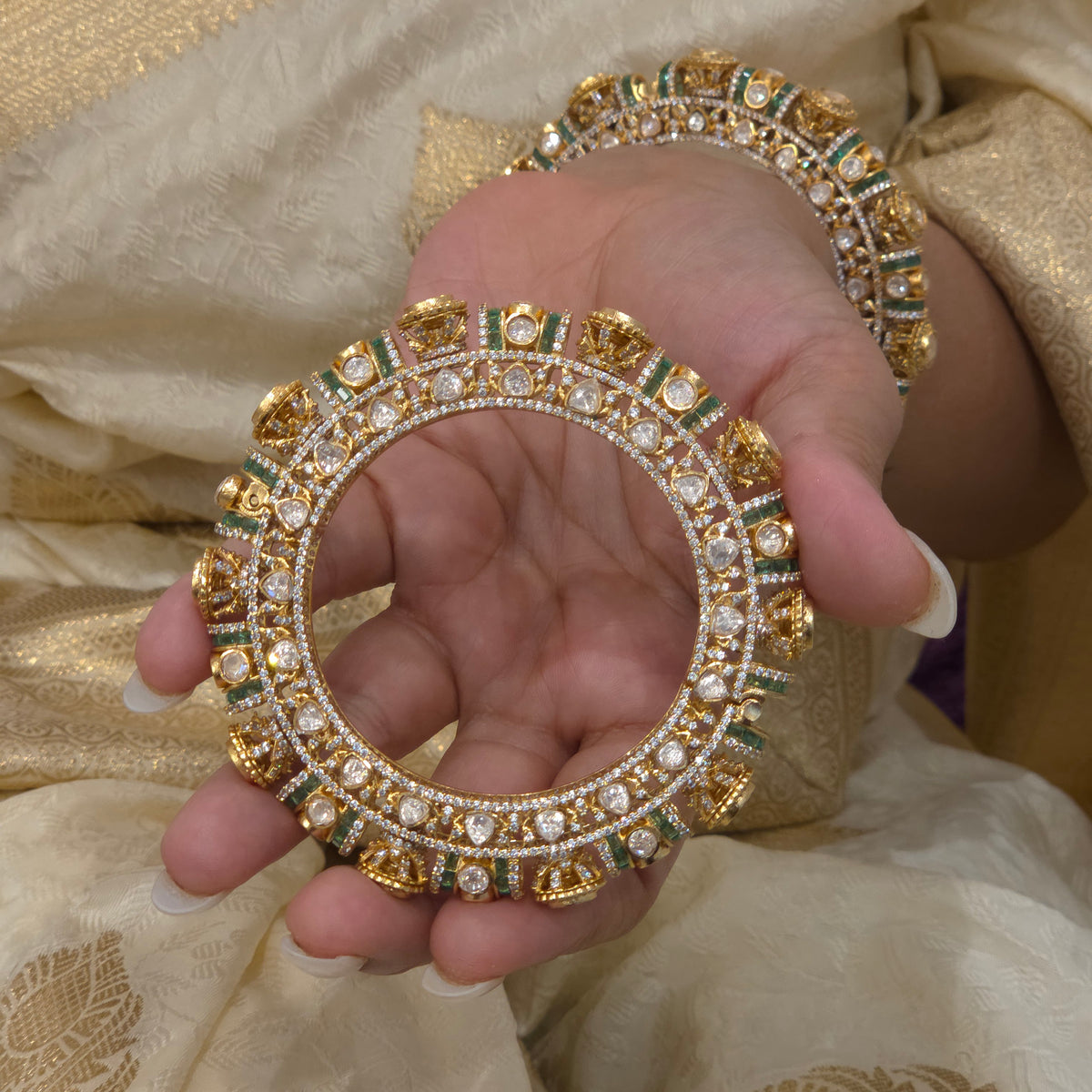 Cheshtha moissanite polki bangles