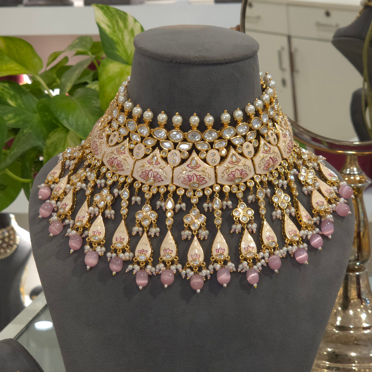 Rishika pink polki set