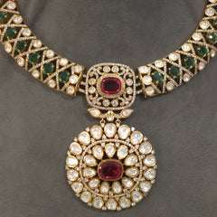 Jasmine moissanite polki necklace set