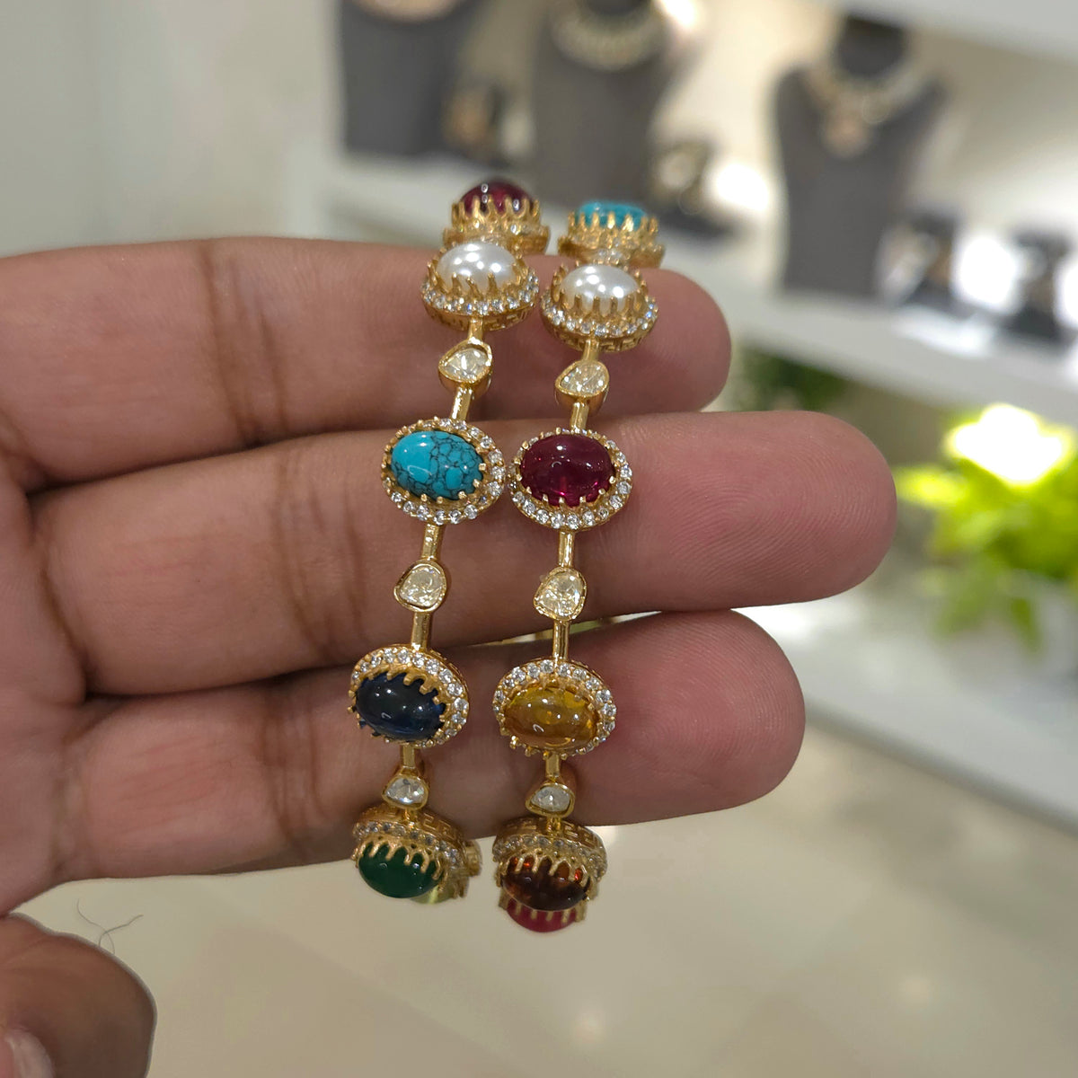 Barkha moissanite navrattan bangle