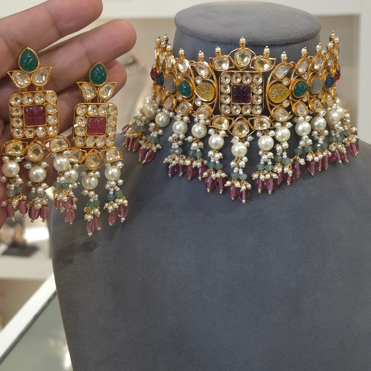 Manushi moissanite polki set