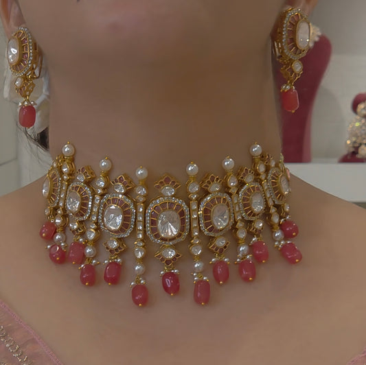 Padma handsetted moissanite polki choker