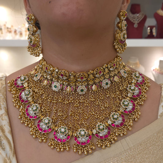 Shrelatha golden kundan set