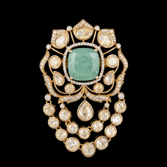 Meena moissanite polki brooch