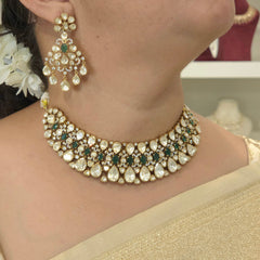Nihar moissanite polki set without tikka