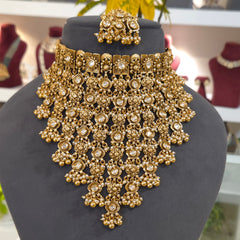 Mithali antique golden choker