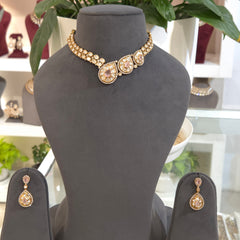 Rose polki necklace set