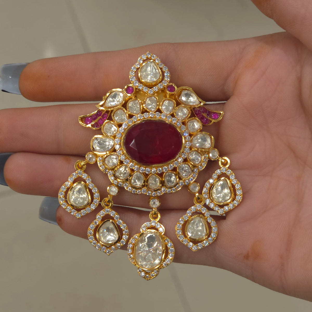 Imran Moissanite polki brooch
