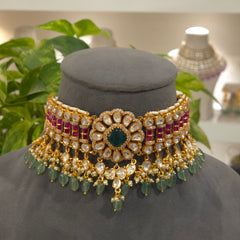 Heena moissanite polki choker set