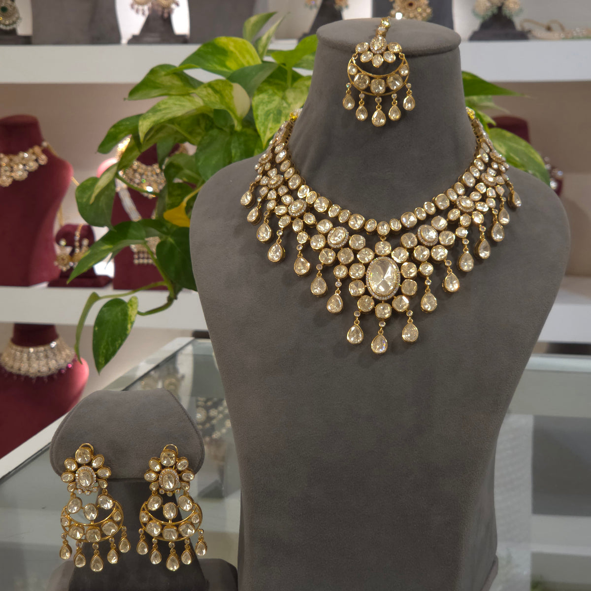 Lavanya Moissanite polki neckline set
