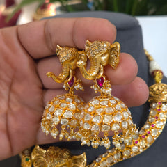 Gajanan moissanite polki hasli set