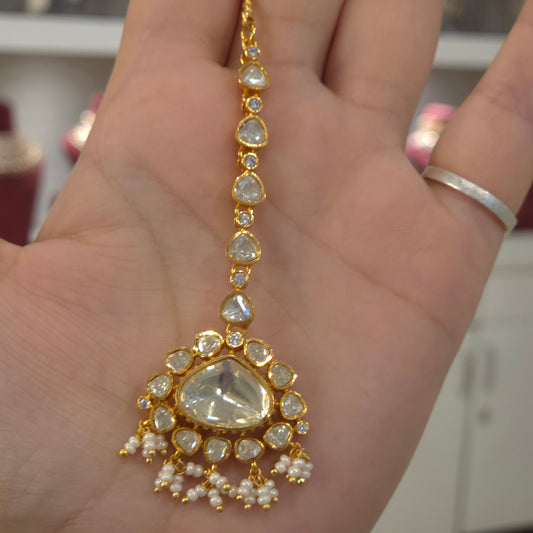Jass Moissanite polki maangtikkaa