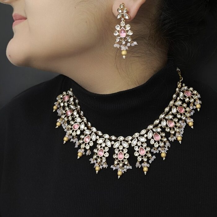 Hansika Pink Polki Set - Image 1