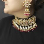 Deepika Maroon Paachi Kundan Set