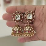 Aleena Ruby maroon jhumka - Image 2