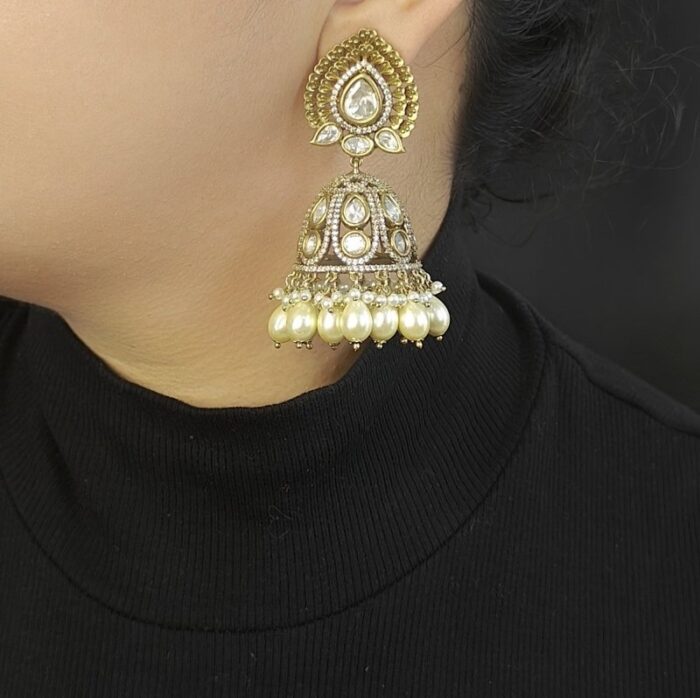Kalpana oxidised polki jhumka - Image 1