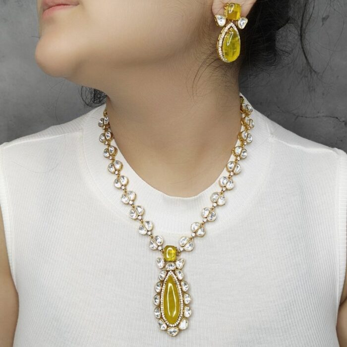 Aalekhaa Yellow Polki Set - Image 1