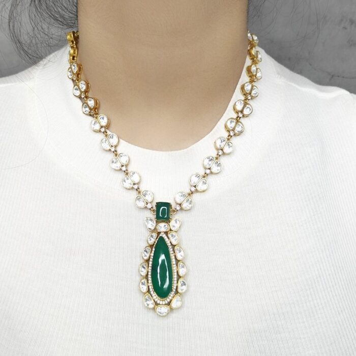 Aalekhaa Green Polki Set - Image 2