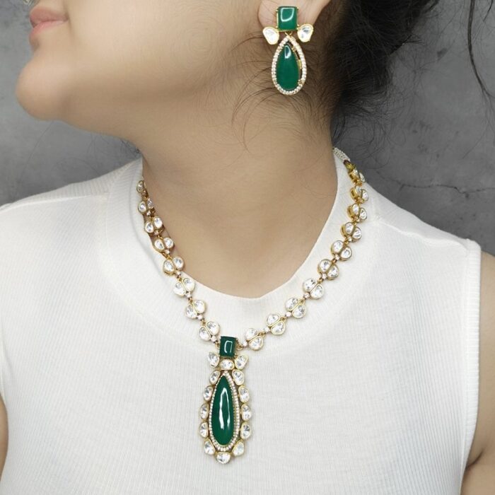 Aalekhaa Green Polki Set - Image 1