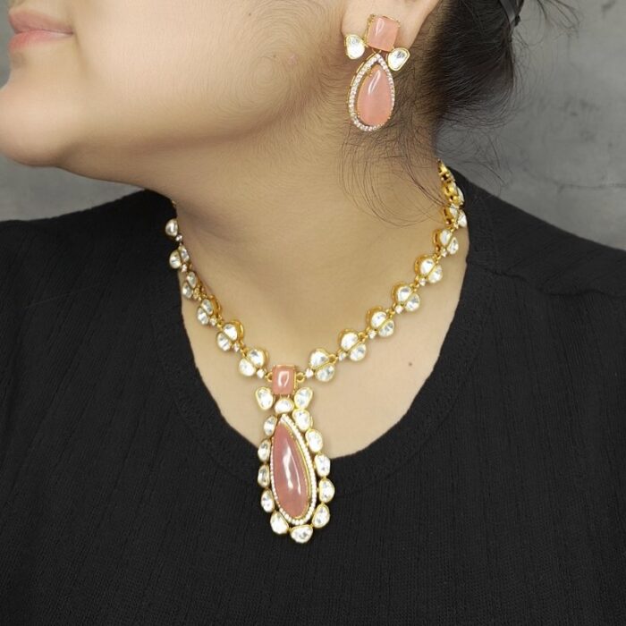 Aalekhaa Pink Polki Set - Image 1